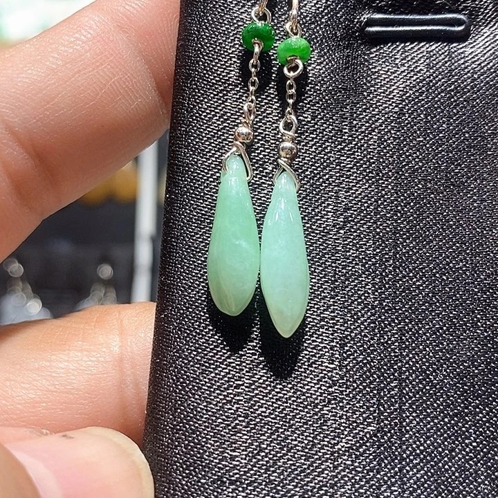 银S925镶嵌翡翠耳饰36号