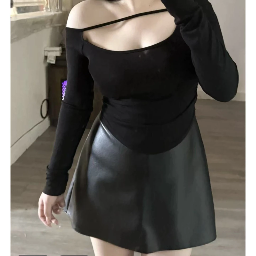（森虎）A字纯欲风皮裙3008