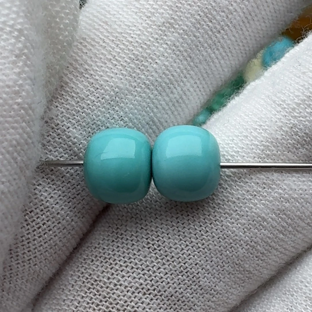 绿松石未镶嵌老型对珠7.7