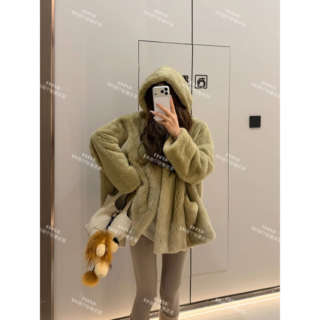 EN2025/FW | 月光末石  连帽款大斗篷水貂皮草外套GG23062