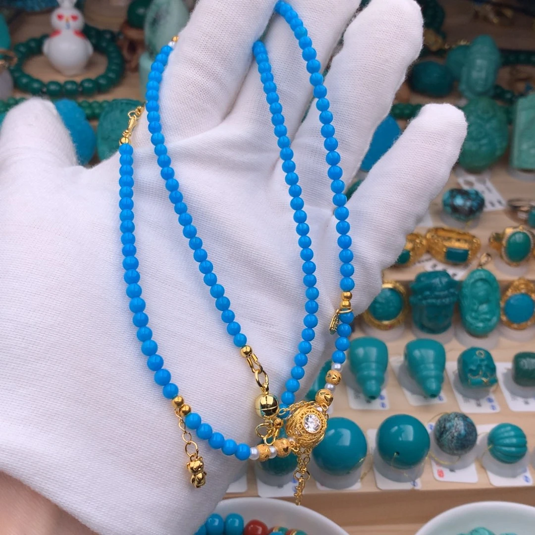 未镶嵌绿松石珠宝奇石3.8mm