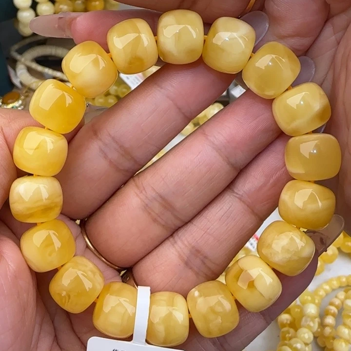 手链蜜蜡未镶嵌白花老型手串