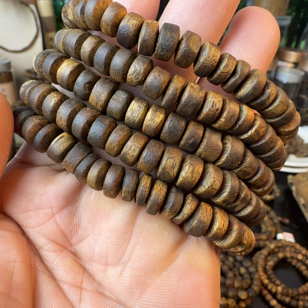 沉香手串白棋虫漏厚片珠单圈多样性发一