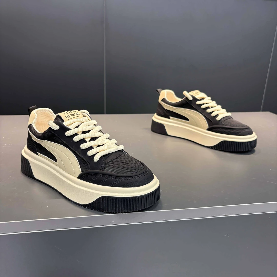 鞋子男款爆款2025新款厚底复古休闲秋季软底板鞋透气男士单网鞋