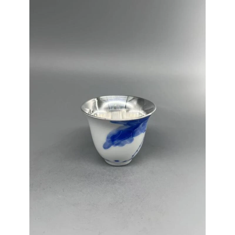 景德镇陶瓷青花荷叶主人杯