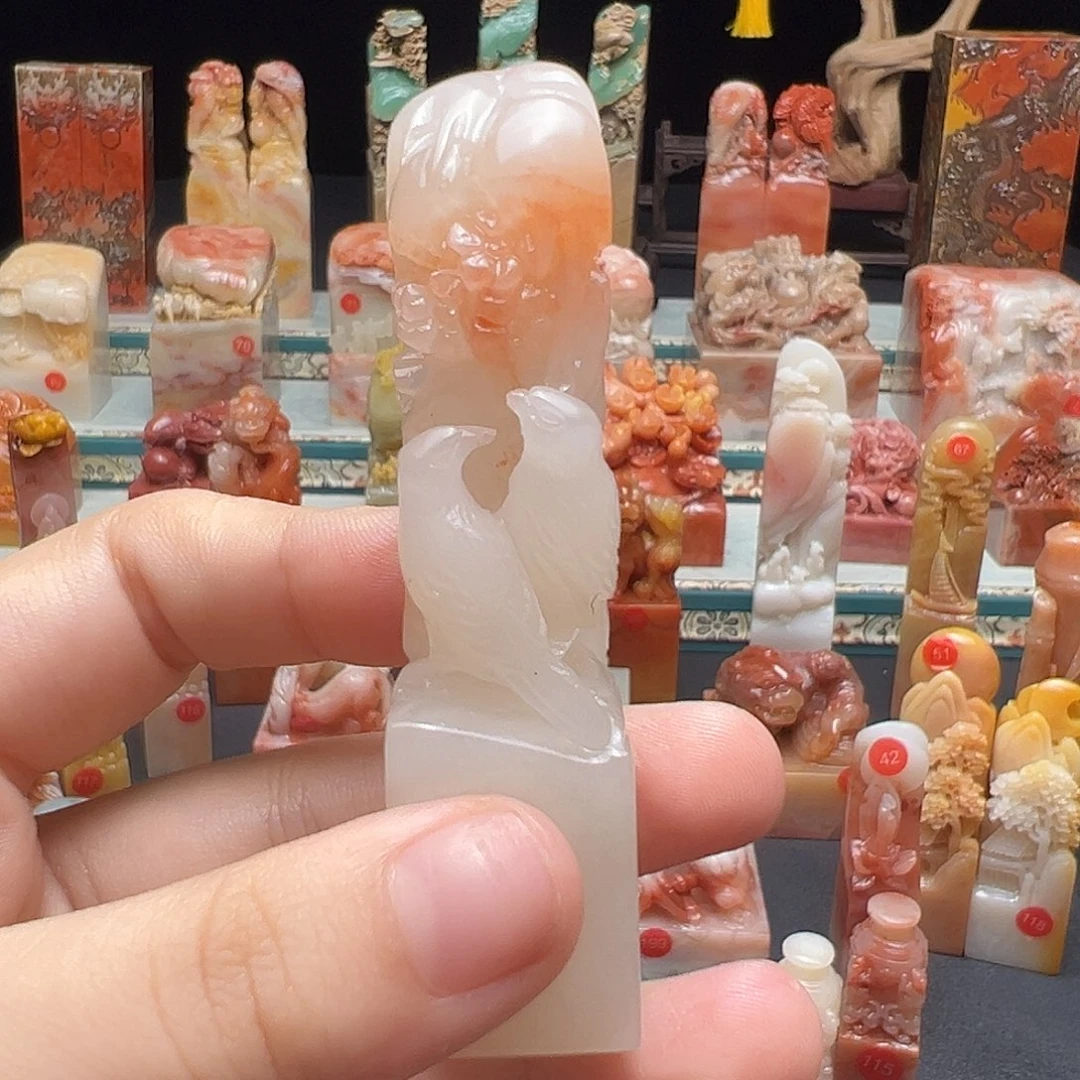 极***子寿山石印石手工制作