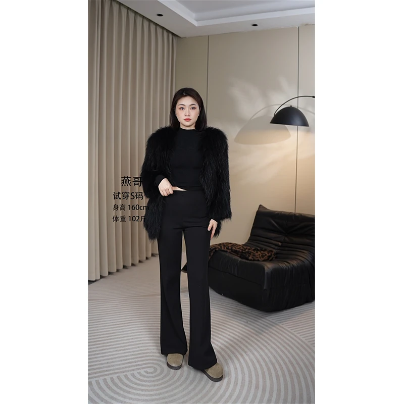 燕哥定制【柏林严冬】冬季新款加绒微喇裤女高腰显瘦显腿长休闲裤