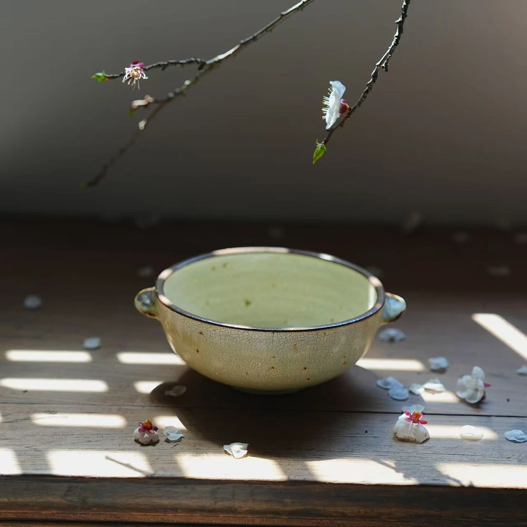 小喜宅 落苏双耳碗（口径约14cm，高度6cm）