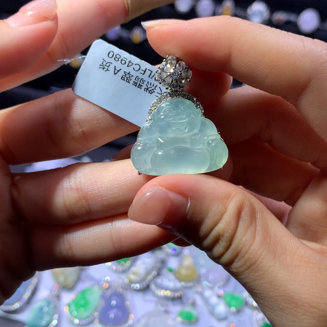 银S925镶嵌翡翠耳饰天然翡翠