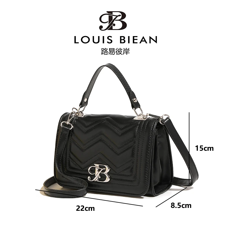 Louis biean 路易彼岸小香风新款菱格斜挎包单肩手提包8020黑