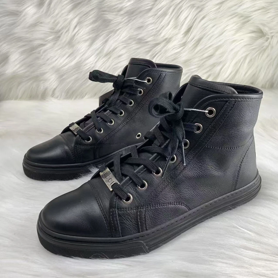 GUCCI/古驰35码/仔仔/无配件/黑色银标复古百搭高帮板鞋 xxs786
