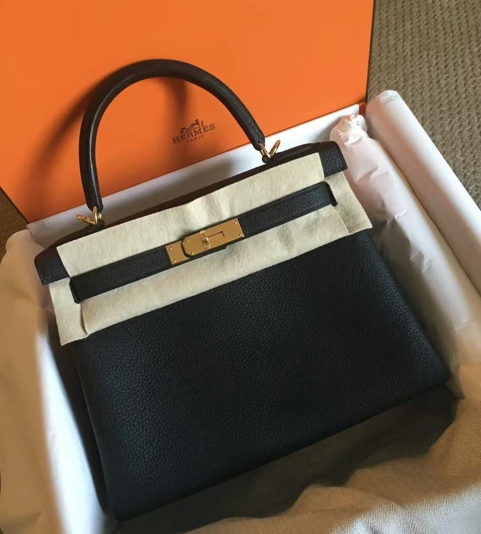 99新 Hermes/爱马仕 kelly28黑金 togo A刻
