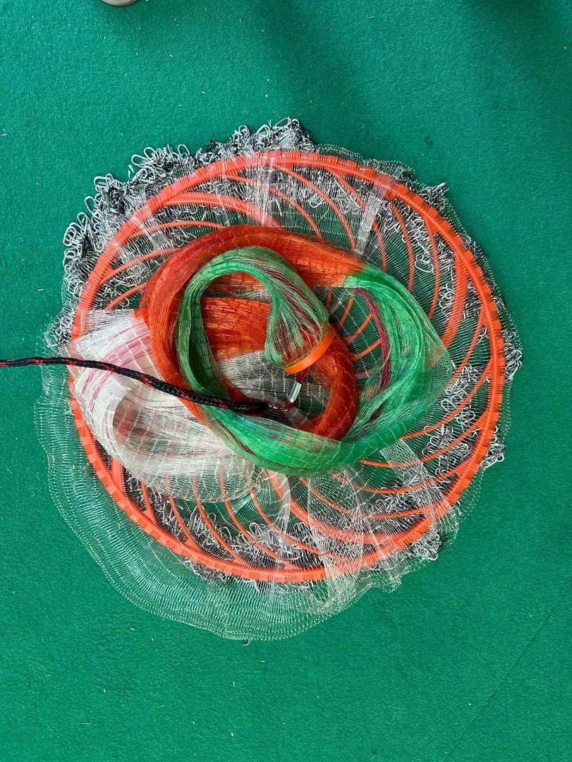 新款双面齿轮飞盘式撒网手抛网单丝线段彩圆盘捕鱼网