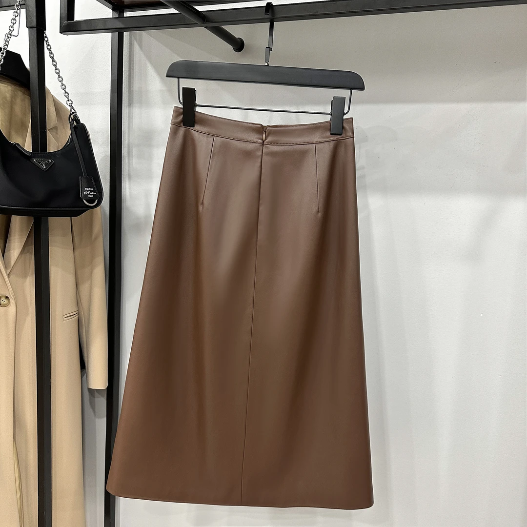 2025新款皮裙半身裙女A子高腰包臀裙高端显瘦中长裙女
