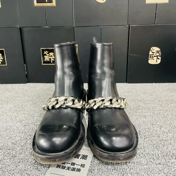 95新 Givenchy/纪梵希 纪梵希金属链条中筒靴36.5码ysc0630