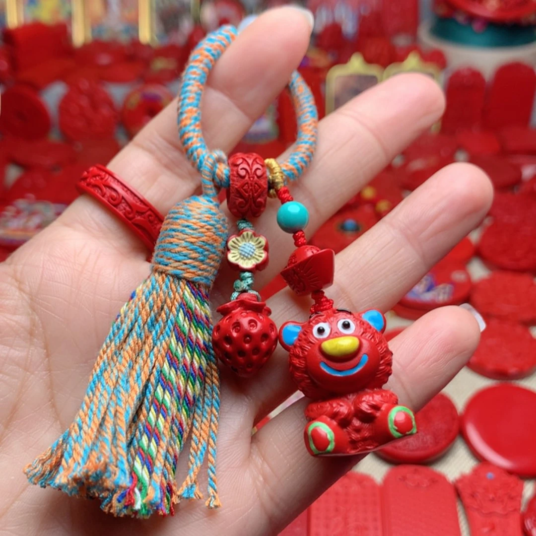 天然辰砂工艺品朱砂钥匙扣包包挂