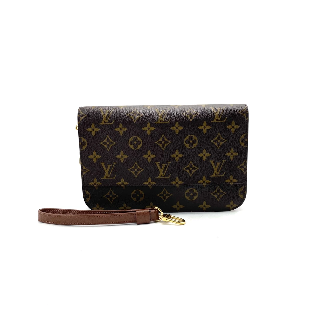 99新 LouisVuitton/路易威登 棕老花手拿包尺寸24/16