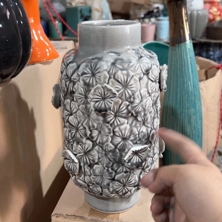 陶瓷花瓶摆件外贸出口微瑕捡漏高26口7公分磕碰磕碰