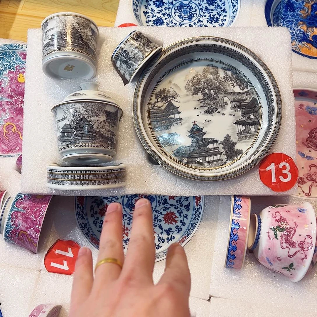 晚***事墨彩山水大明宫五件套