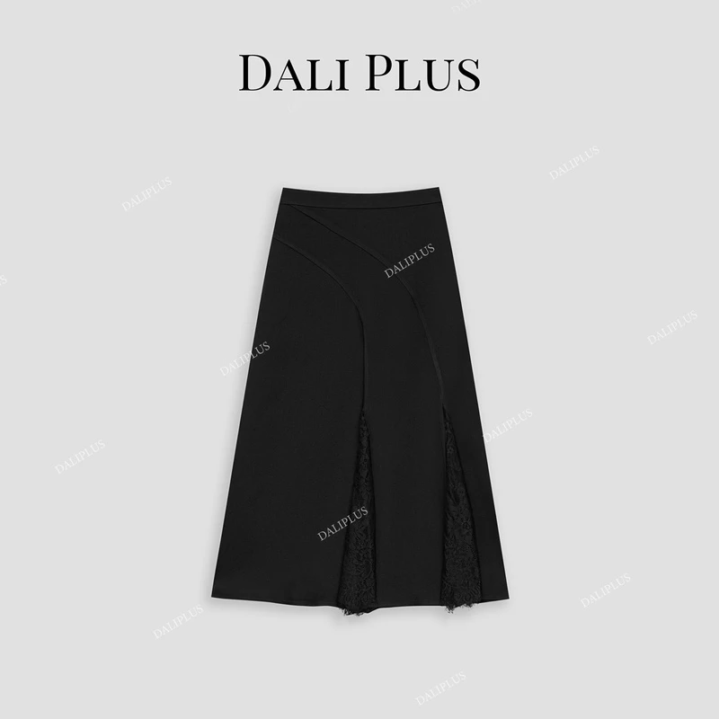 DALI PLUS高克重醋酸 高定立裁拼接蕾丝设计半身裙伞裙-D4XL0045