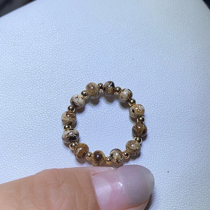 琥珀未镶嵌裸石干白戒圈