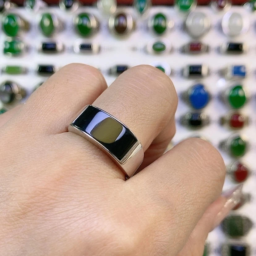 【闪购商品】银S925镶嵌戒指和田玉