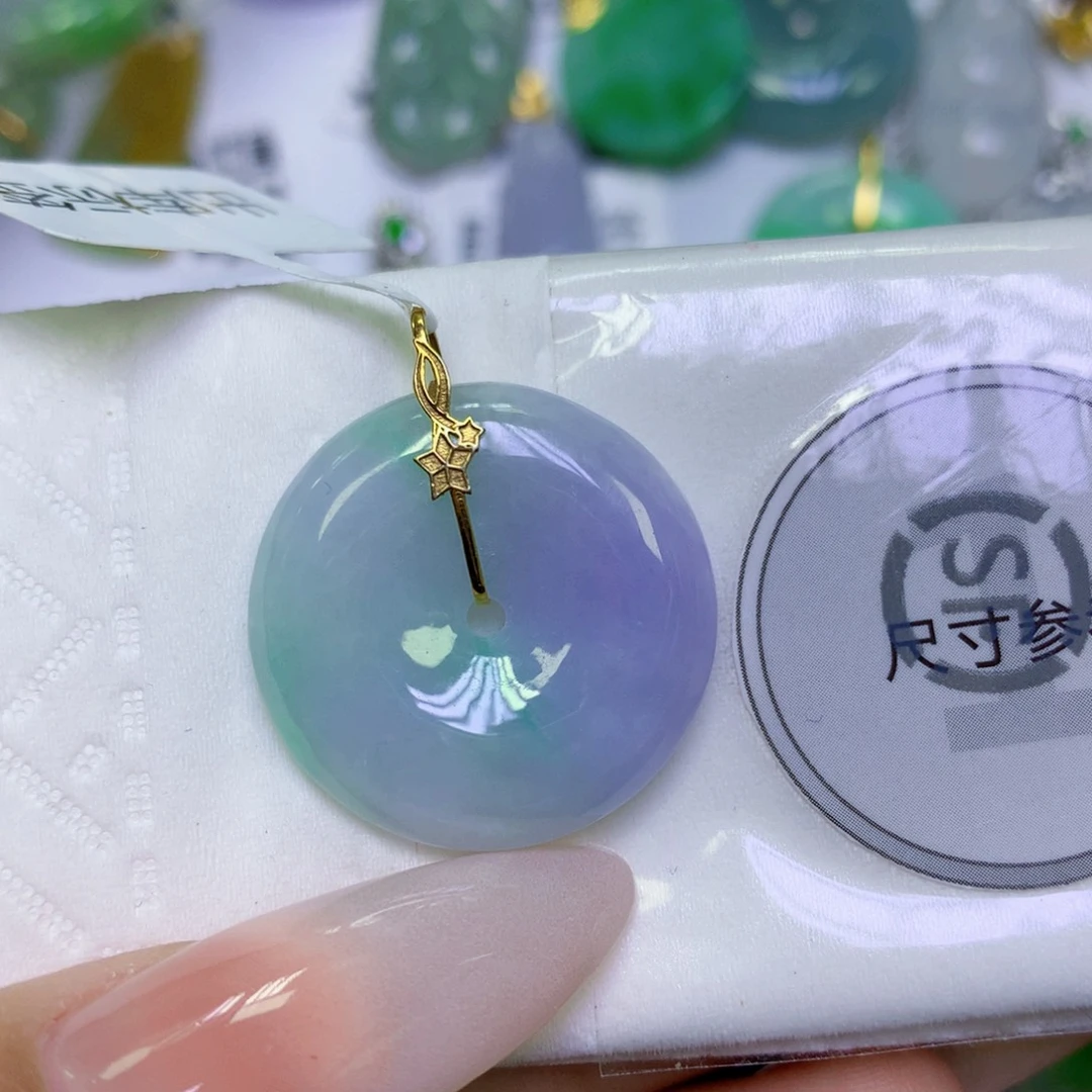 翡翠18K金镶嵌颈饰天然缅甸翡翠a货百元以上9元证书费自理