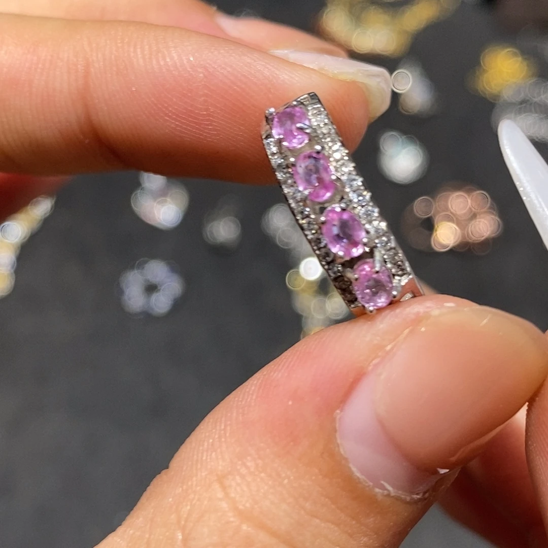 戒指蓝宝石银S925镶嵌