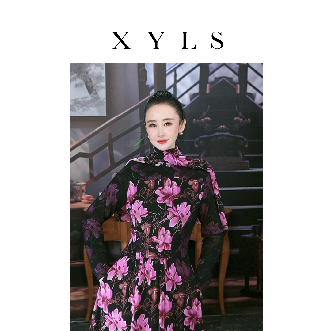 打底网纱加绒连衣裙秋冬复古T006239