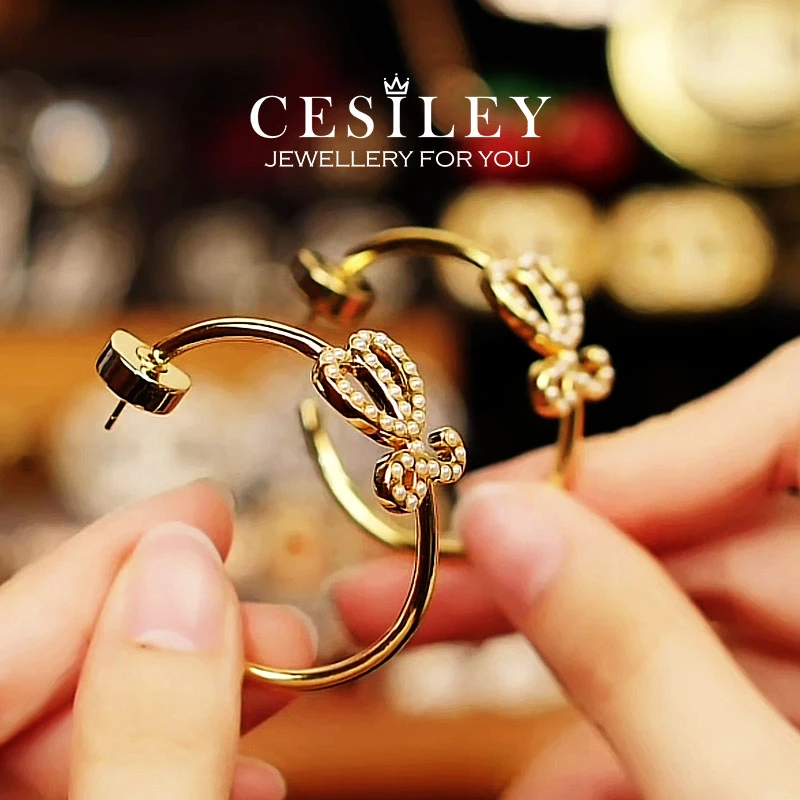 铜合金耳饰 满镶C型大耳圈DTA1075