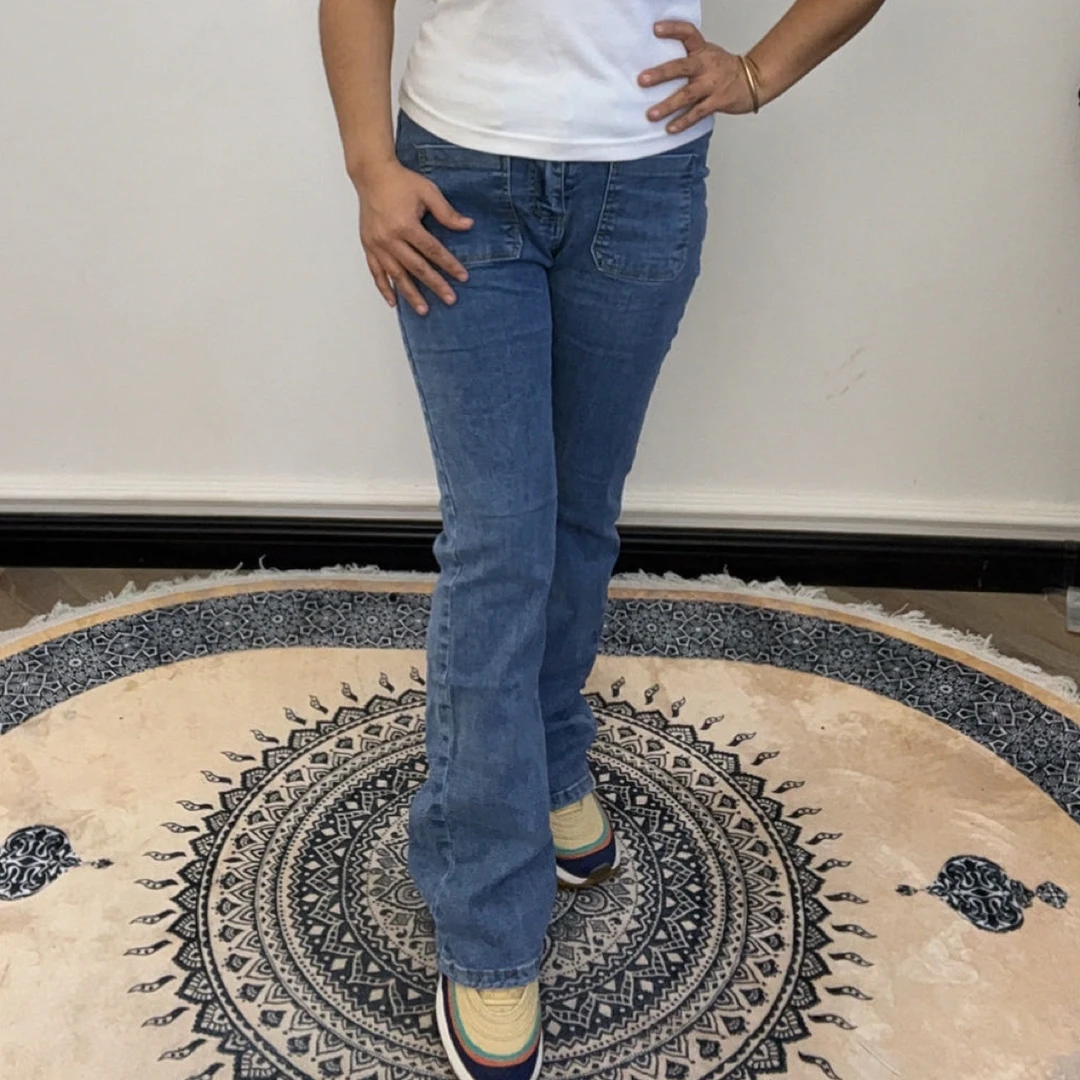 2128新款高腰弹力微喇牛仔裤女春秋款显瘦百搭拖地喇叭裤