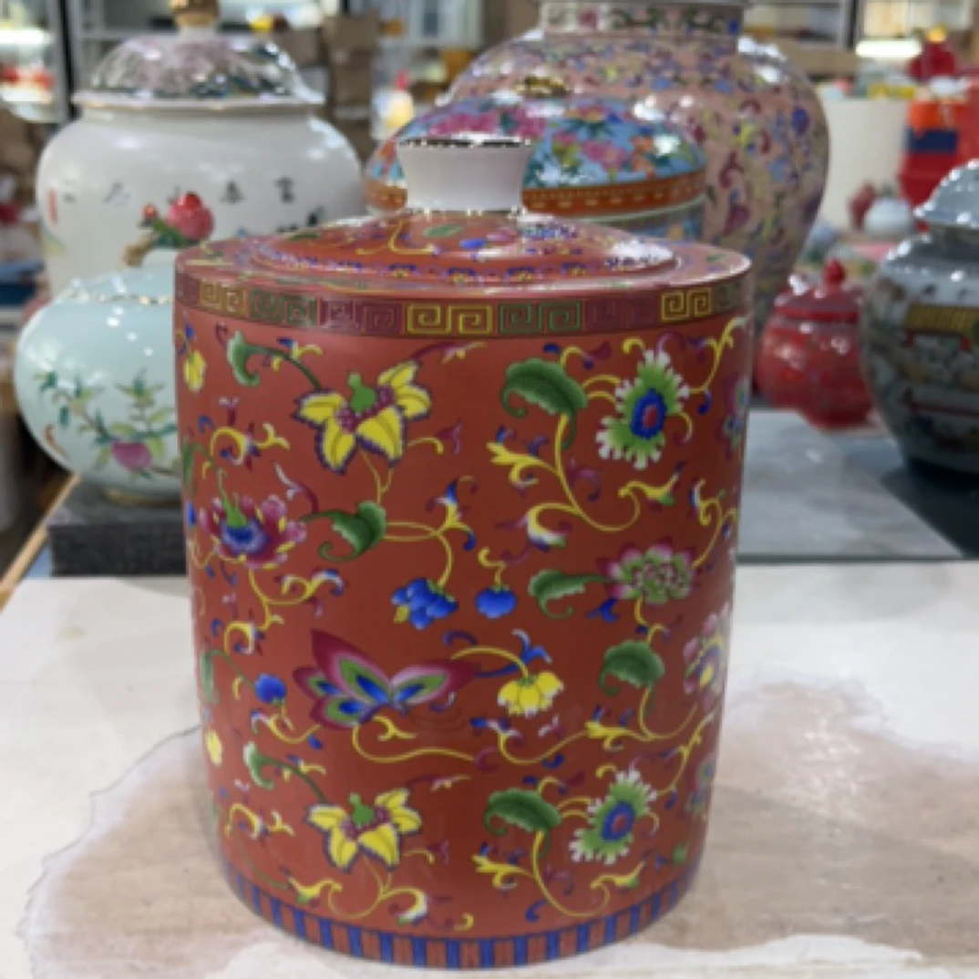 珐琅彩陶瓷茶叶罐126