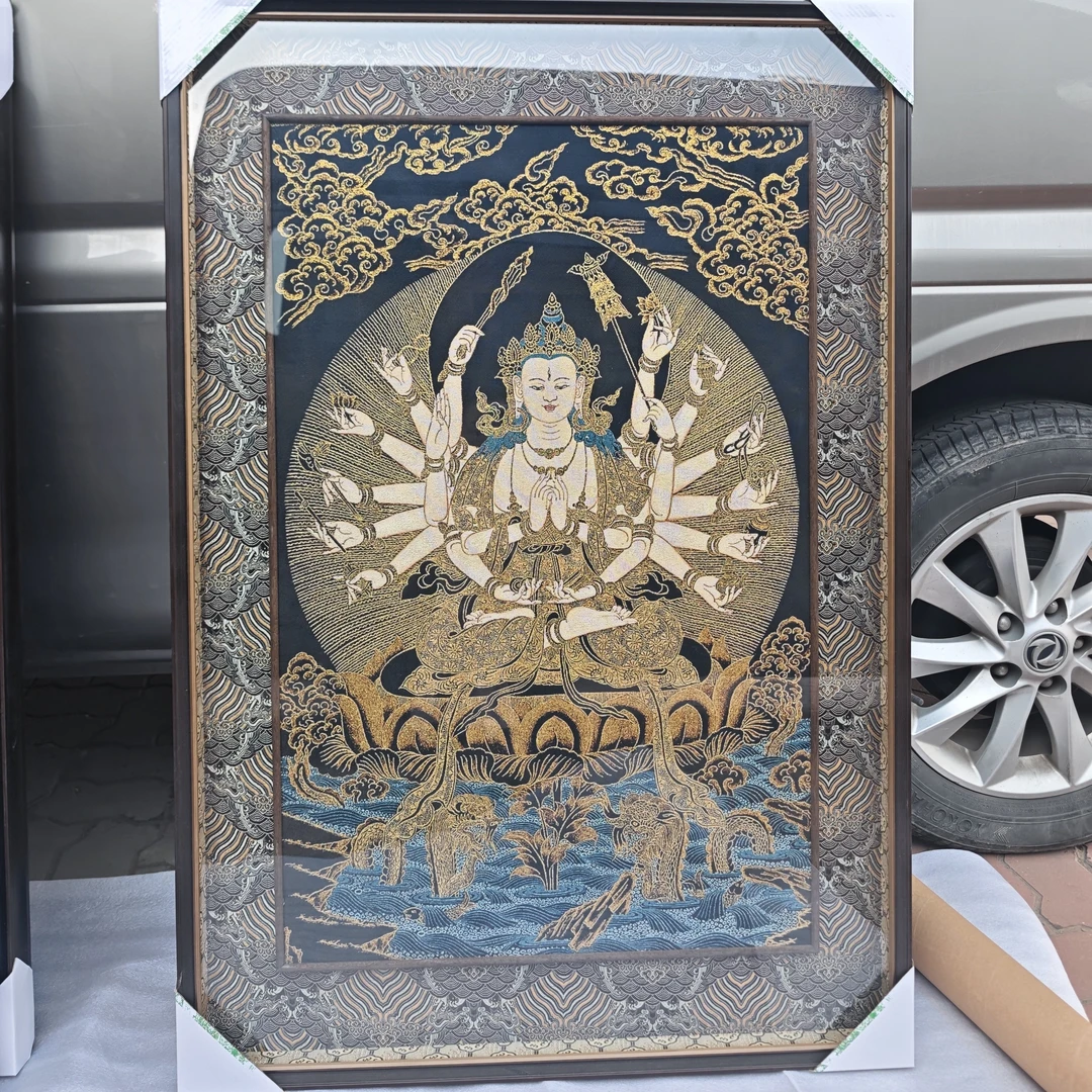 准提母织锦刺绣堆绣唐卡挂画家用装饰