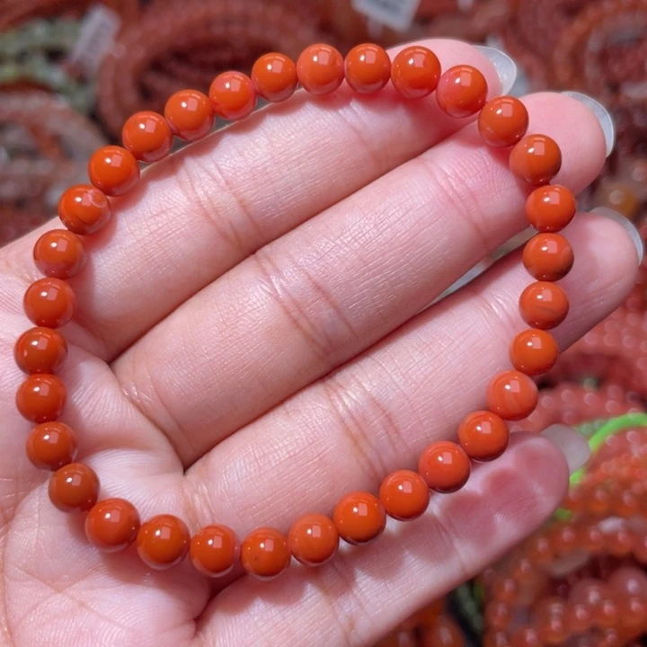 南红玛瑙未镶嵌满肉柿子红单圈5.4m+