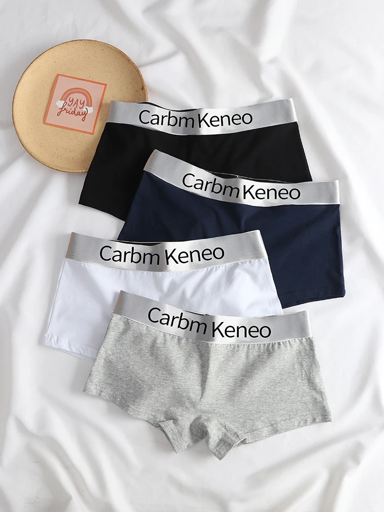 平角内裤女纯棉女生四角裤les帅t中腰宽边运动透气大码三角裤头