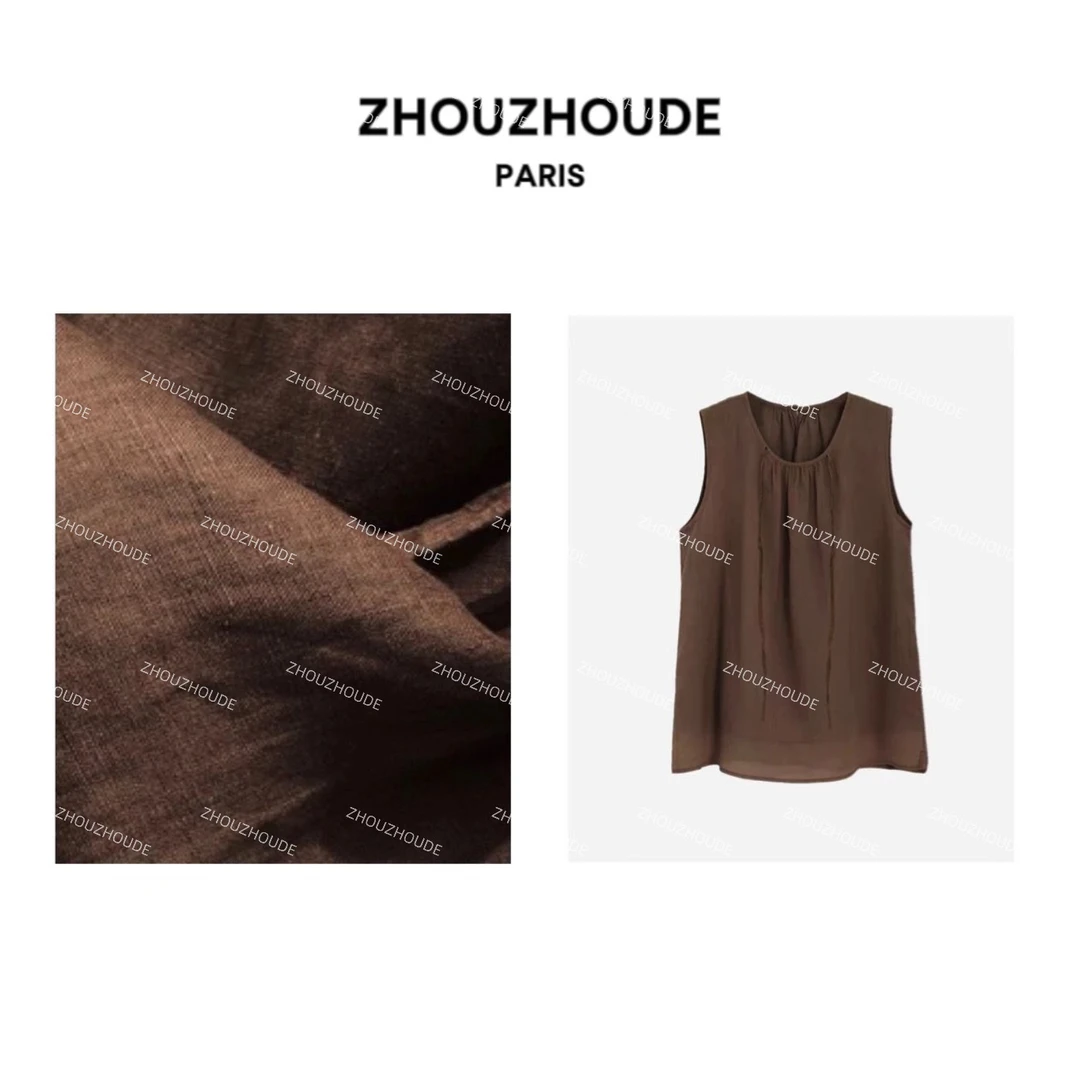 ZHOUZHOUDE【半岛情书】立体裁剪抽褶领口抽绳宽松休闲显瘦背心