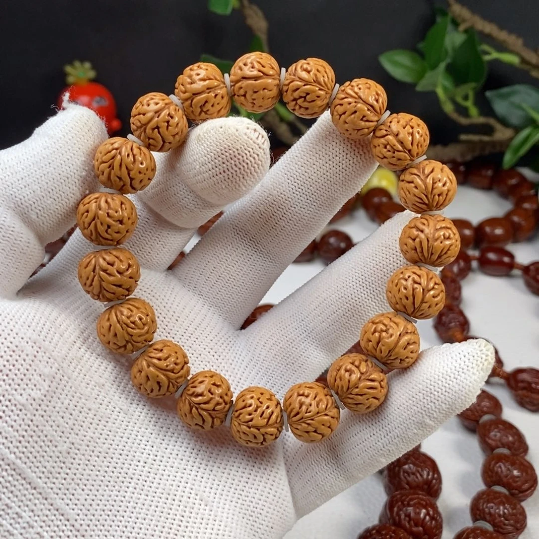 桃核手串付*大肠纹不退不换1.4精挑