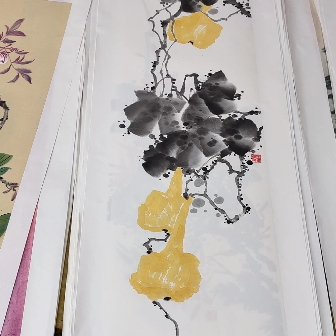 国画四尺对开手绘作品