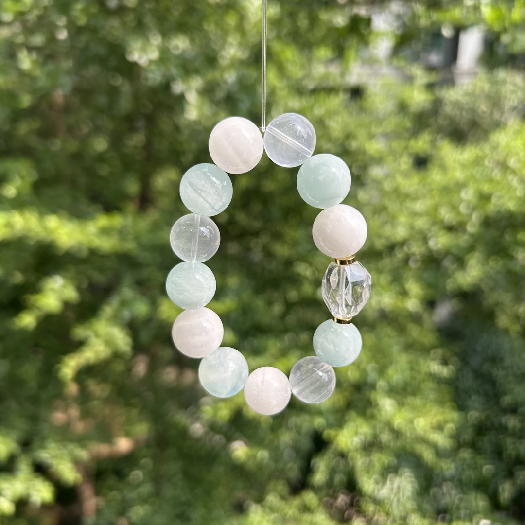 晶喜（白蓝地）天然白幽灵 海蓝宝多样性发货其一B01