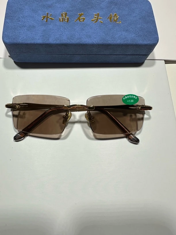 茶水晶老花镜 水晶眼镜老花镜 护目养眼