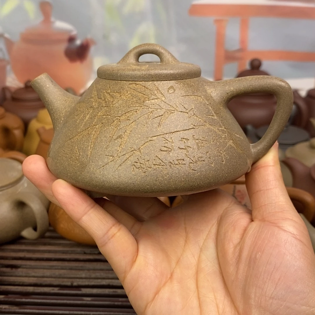 紫砂茶壶200cccc青降坡子冶石瓢