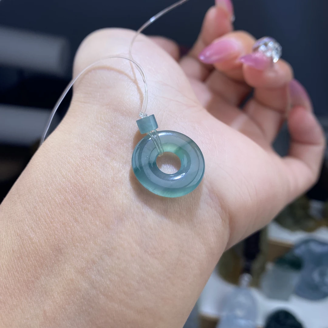 天然翡翠a货冰飘花甜甜圈