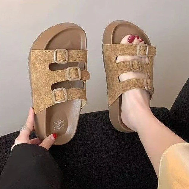 厚底勃肯凉鞋女夏季外穿2024新款时尚露趾罗马鞋小个子增高沙滩鞋