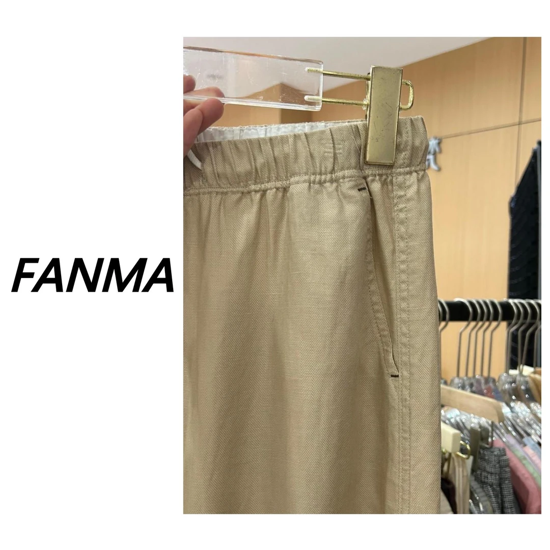 #亚麻直筒裤# 春夏天丝设计宽松高腰女士直筒长裤 F176-6839