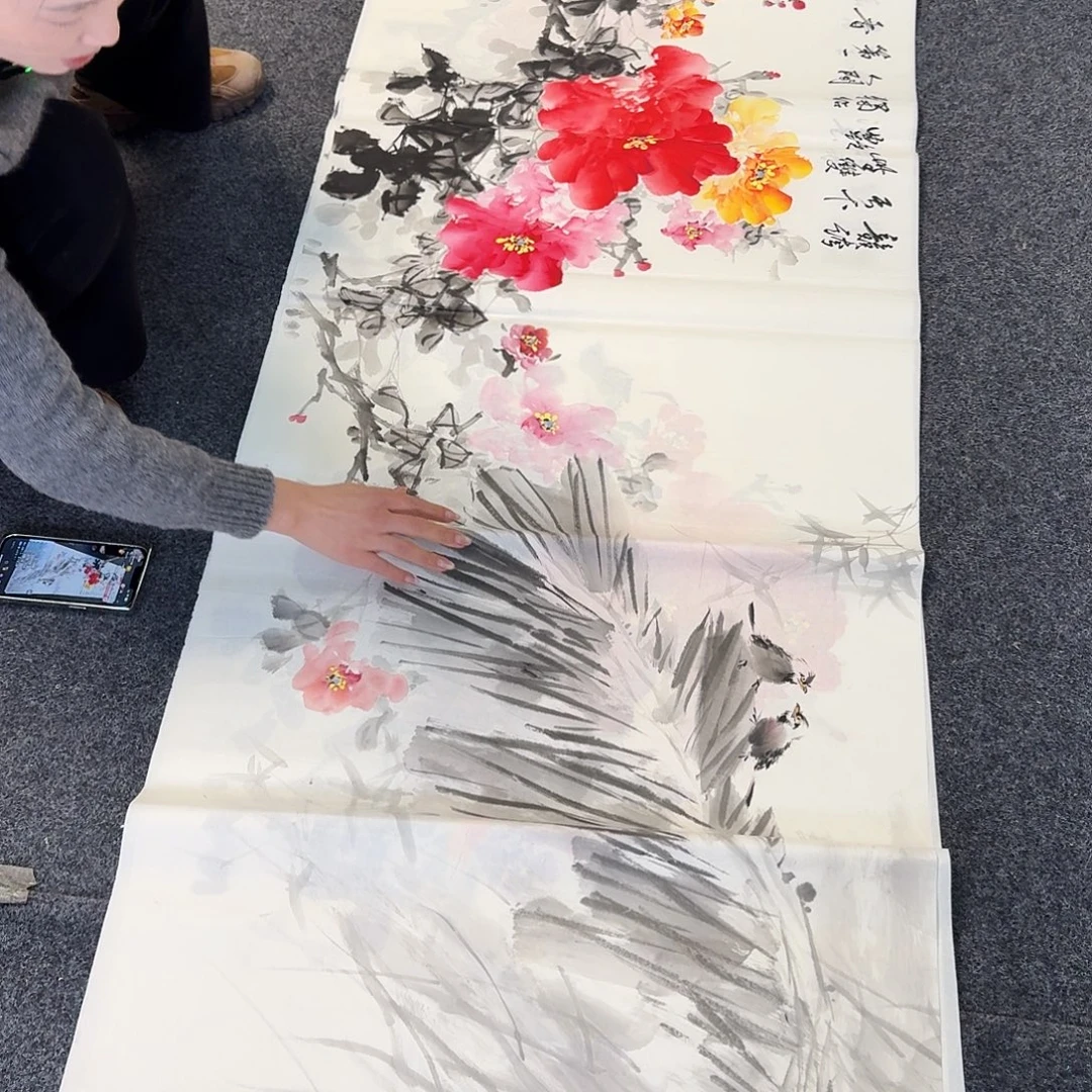 纯手绘国画作品好看小六尺