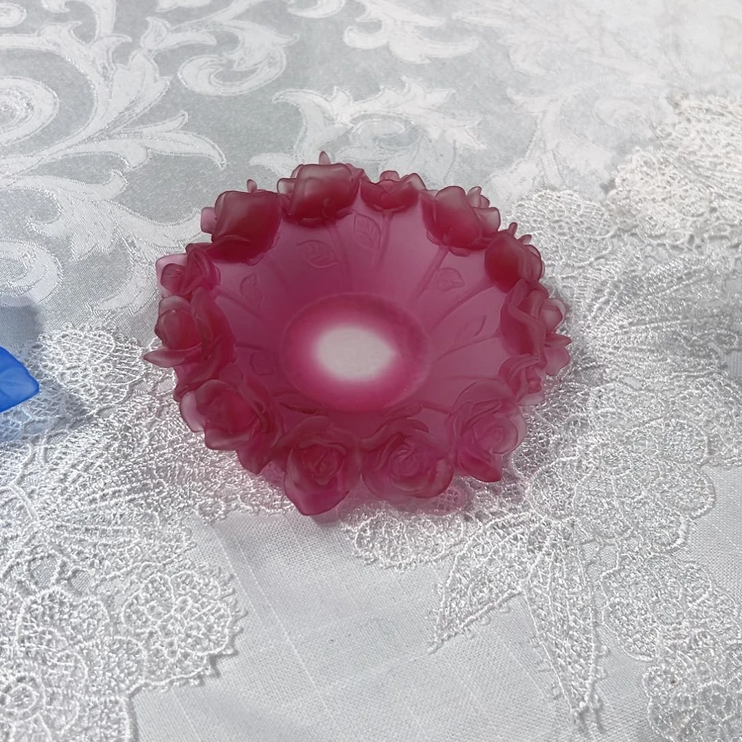 陶瓷QAA348脱蜡水晶玫瑰花盘