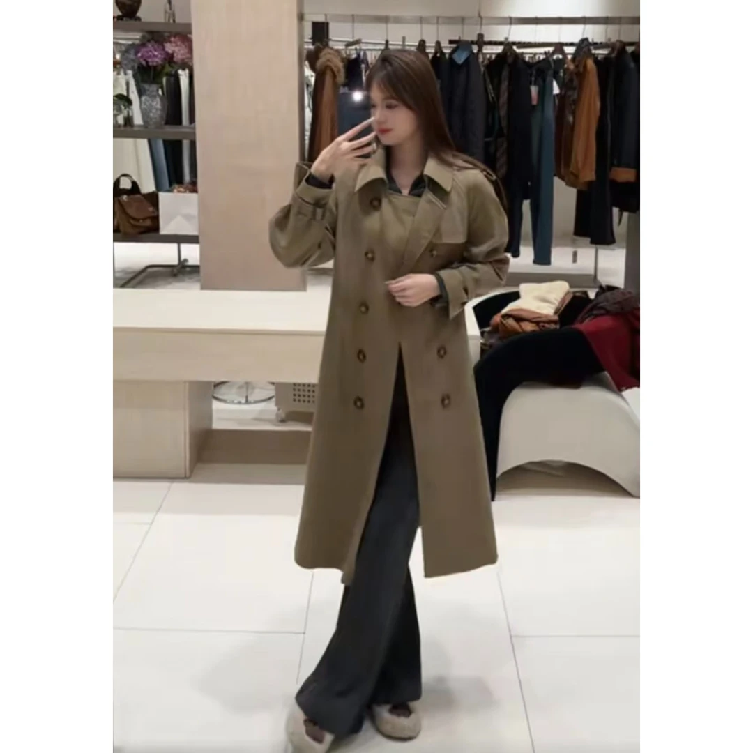 富家千金 高级感毛呢外套新款复古气质翻领中长款大衣