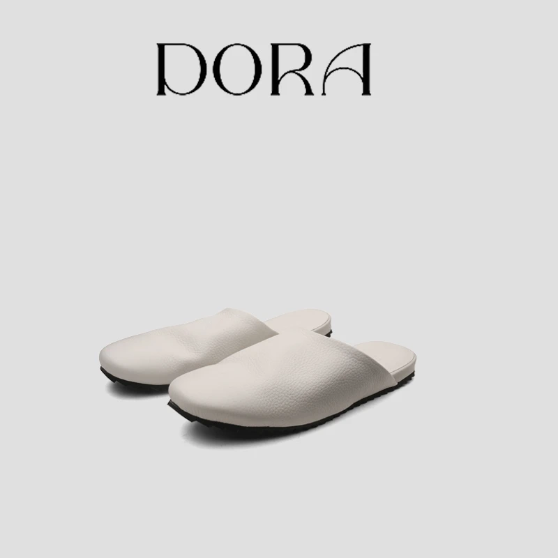 丨一朵丨白月光丨圆头包头简约日常百搭真皮小拖鞋