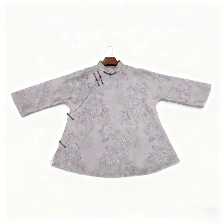 寨优袡【20458】新中式立体感提花立领夹棉太太服上衣