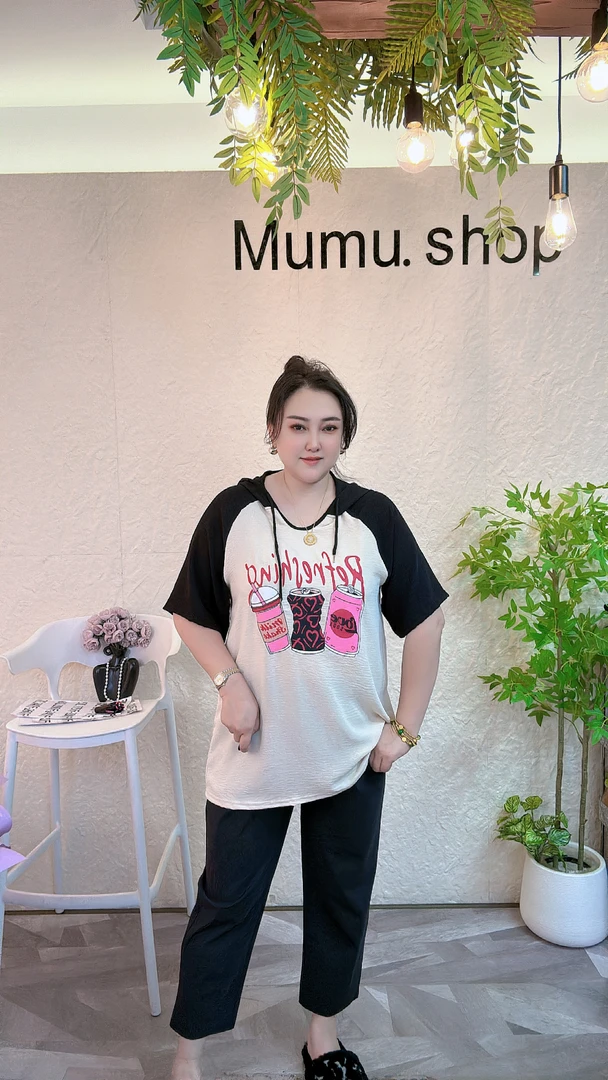 宽松常规款针织连帽短袖休闲百搭拼接时尚T恤